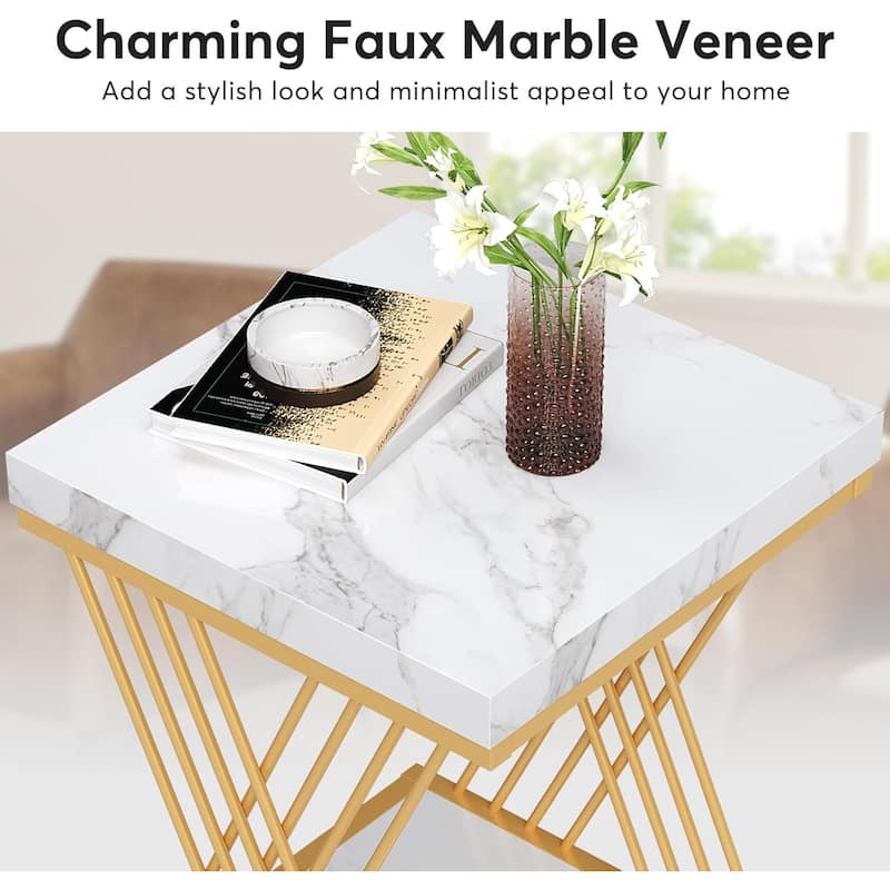 Square Side End Table for Living Room, Nightstand for Bedroom