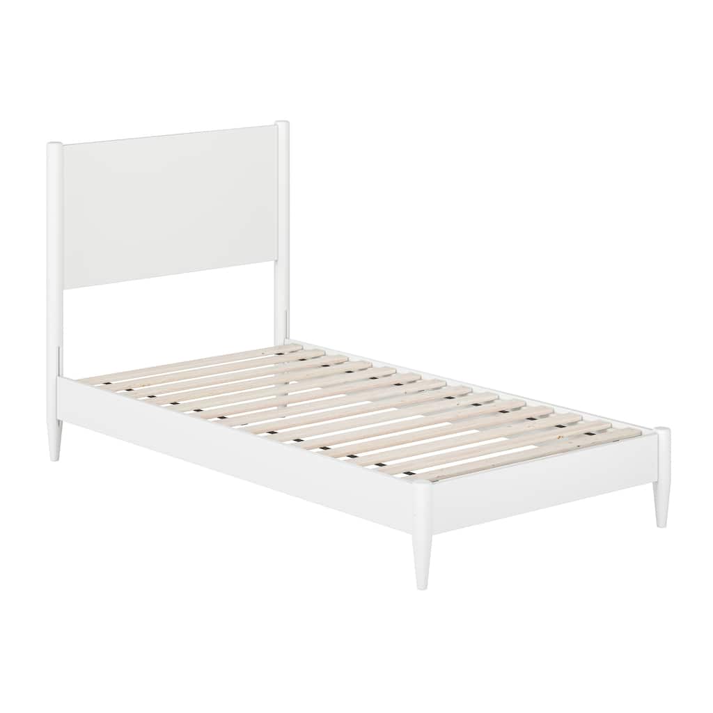 Pasadena Twin Solid Wood Low Profile Platform Bed in White