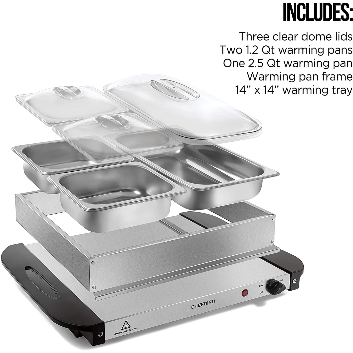 ChefmanundefinedStainless Steel & Glass Electric Warming Tray, Black, 21x16  - On Sale - Bed Bath & Beyond - 32735581