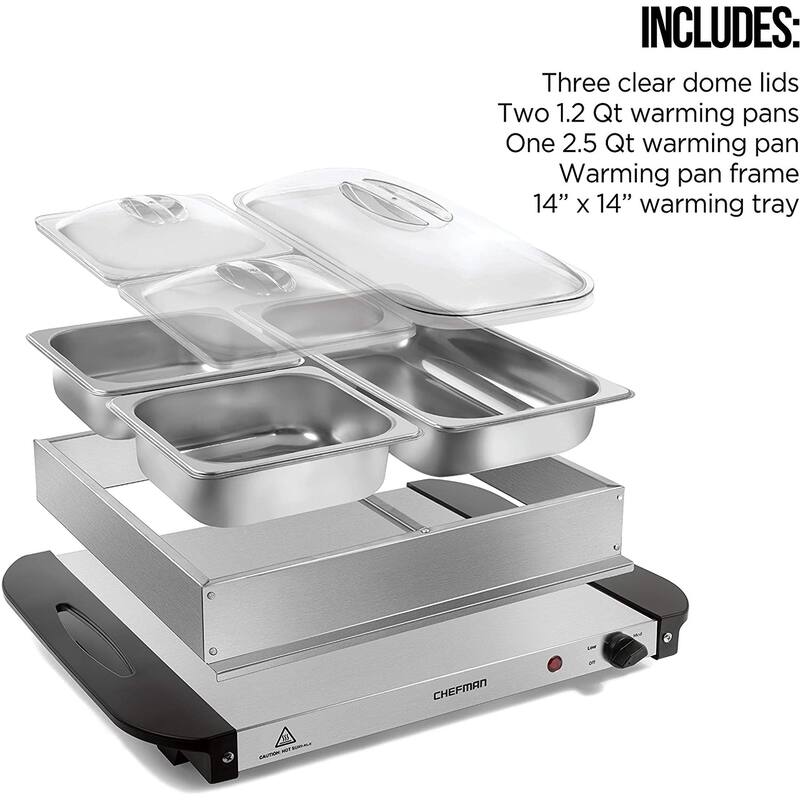 Chefman Electric Buffet Server + Warming Tray, Stainless Steel