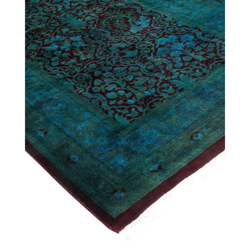 Overton Hand Knotted Wool Vintage Inspired Modern Contemporary Overdyed Black Runner Rug - 2' 7" x 12' 0"