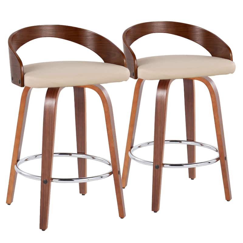 Carson Carrington Stavanger 26" Fixed-Height Counter Stool with Bent Wood Legs & Round Footrest (Set of 2)
