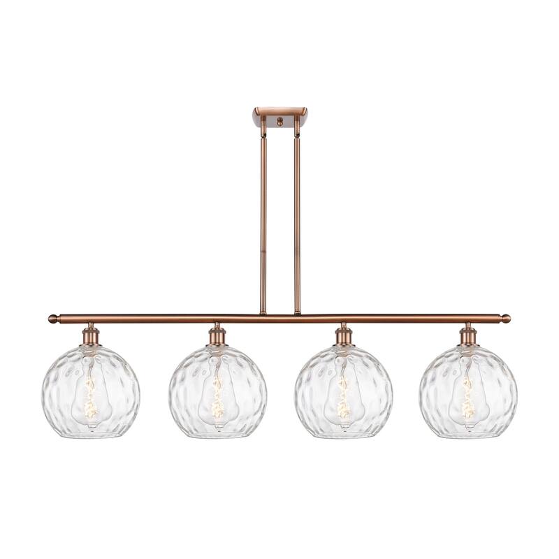 Innovations Lighting 516-4I-13-48 Athens Linear Athens 4 Light 48" - Antique Copper / Clear Water Glass
