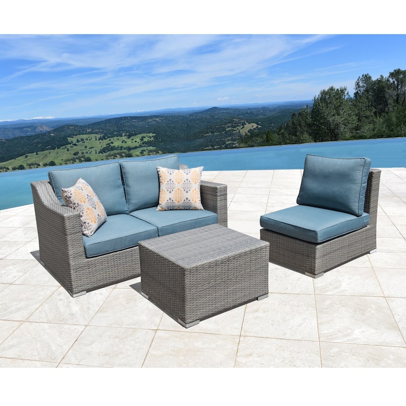 Corvus Martinka Aluminum Outdoor 4-piece Grey Wicker Sofa Set