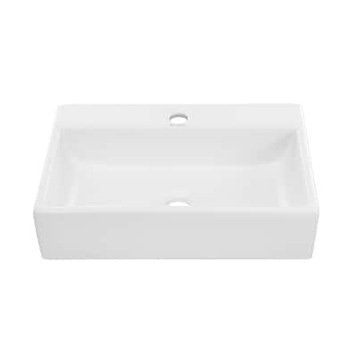 Reims 20 Rectangle Ceramic Vessel Sink, Matte White - 20.9" x 14.2" 4.75"