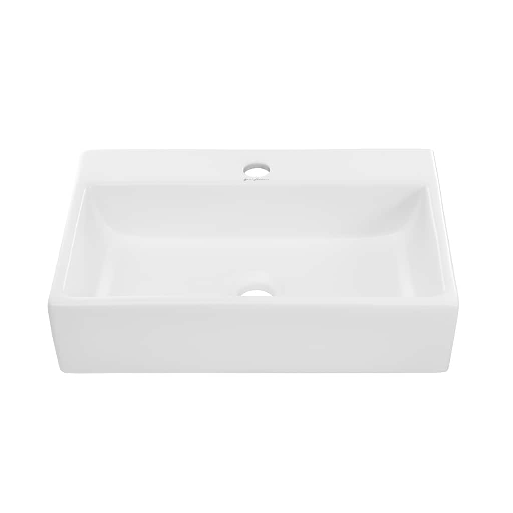 Reims 20 Rectangle Ceramic Vessel Sink, Matte White - 20.9" x 14.2" 4.75"