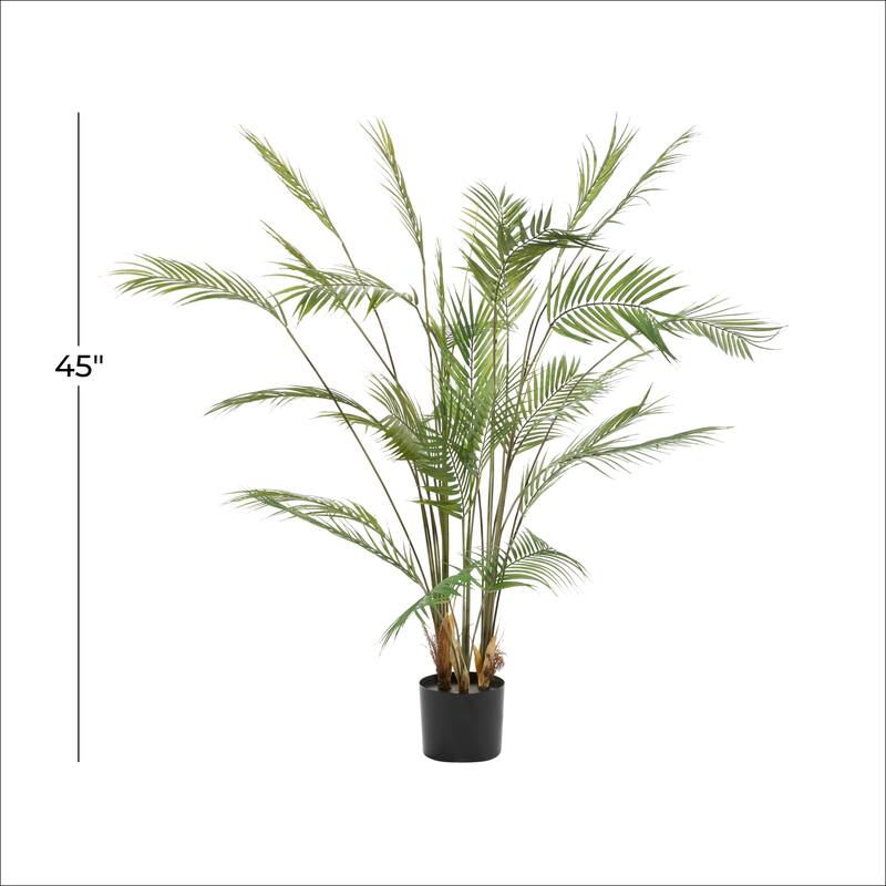 Faux Foliage Kwai Palm Artificial Plant with Realistic Leaves and Black Round Pot - Green - Roche River Decor
