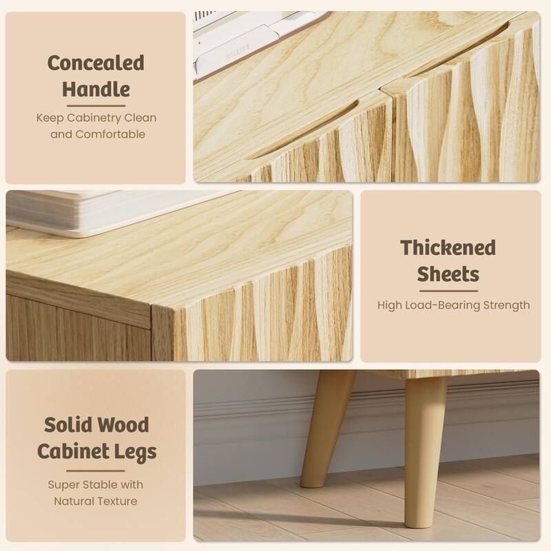 EROMMY 58" Accent Storage Cabinet with Adjustable Shelves, Sideboard Buffet with Doors for Living Room