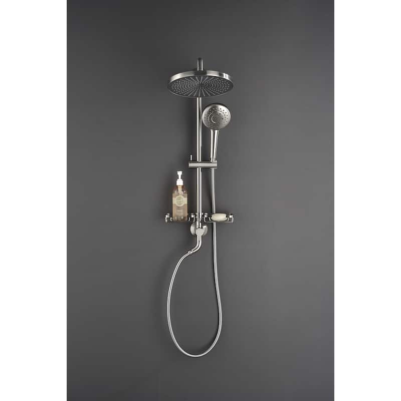 ShowerSpas Shower System, with 10" Rain Showerhead, 4-Function Hand Shower, Adjustable Slide Bar and Soap Dish