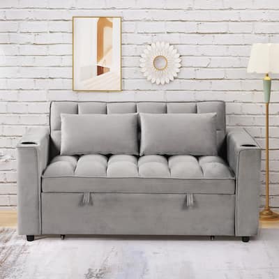 55.3" Sofa Bed with Cup Holder and USB Port for Living Room or Apartments