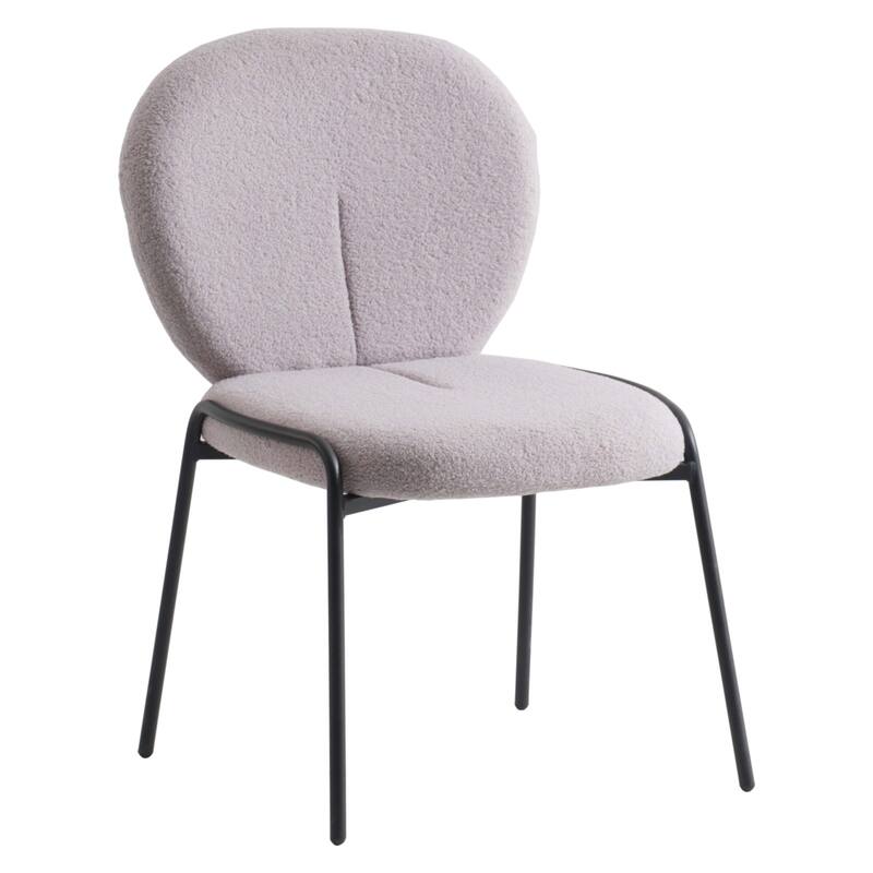 Celestial Boucle Dining Side Chair in Black Iron Frame