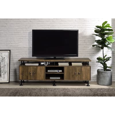 TV Stand in Rustic Oak & Black Finish