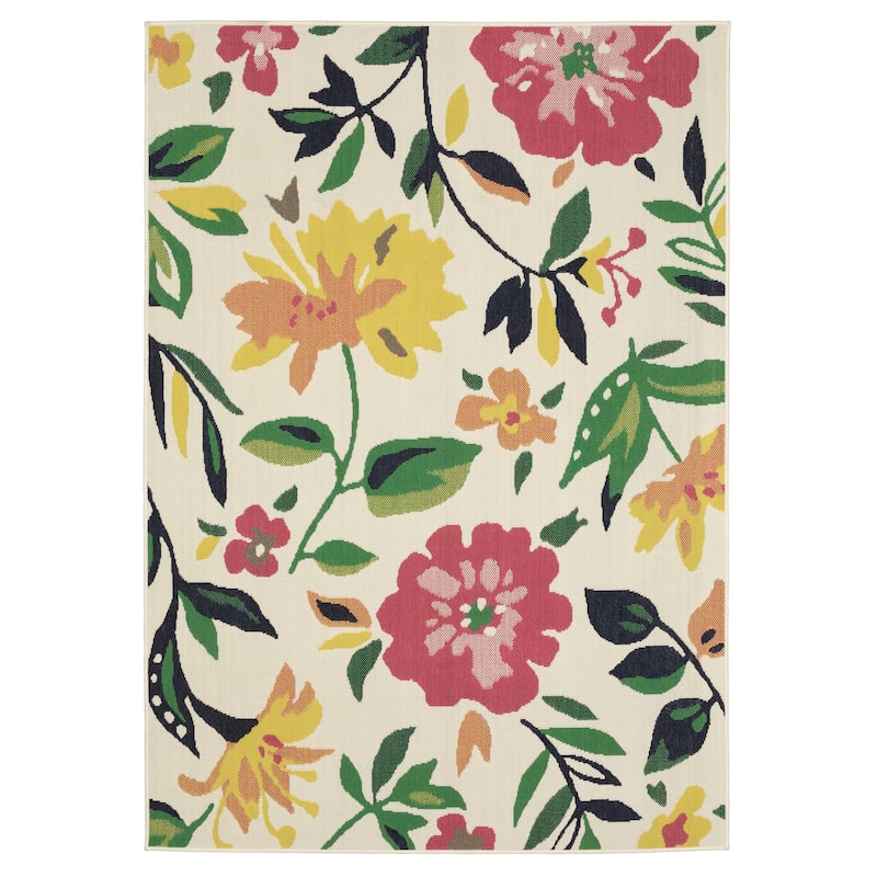 Harlowe Bold Floral Ivory/ Multi Area Rug - 6'7" x 9'2"