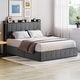 preview thumbnail 15 of 58, Bed Frame with Lift Up Storage, Upholstered Velvet Platform Bed with Storage Headboard Grey-Full - Full
