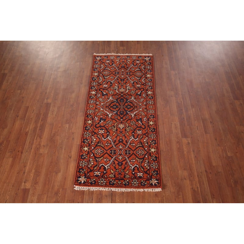 All-Over Orange Kazak Oriental Accent Rug Handmade Wool Carpet - 2'8"x 6'0"