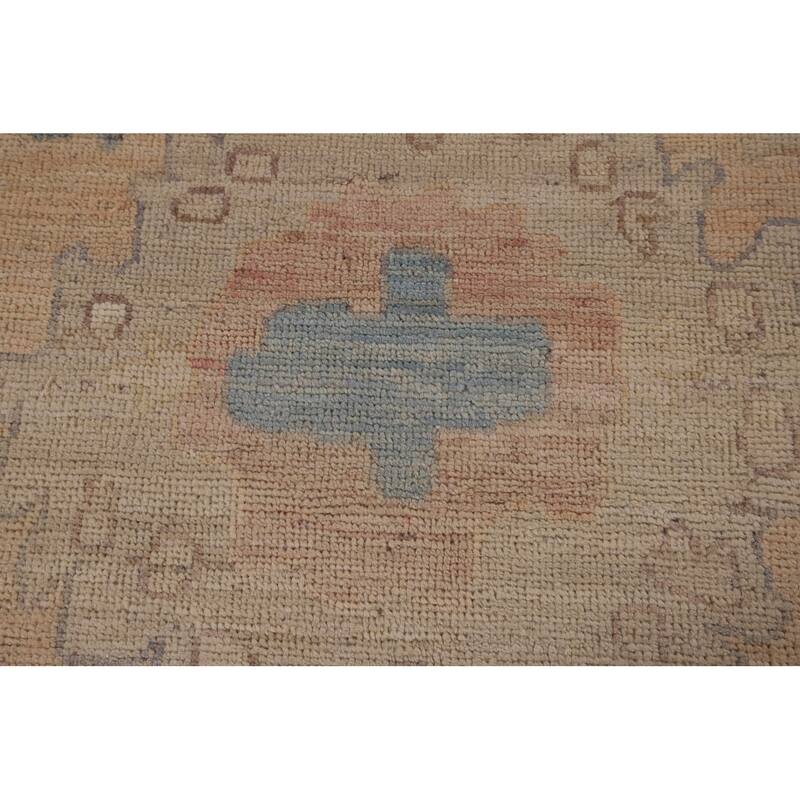 Vegetable Dye Oushak Turkish Area Rug Hand-Knotted Orange Wool Carpet - 10'6"x 13'10"