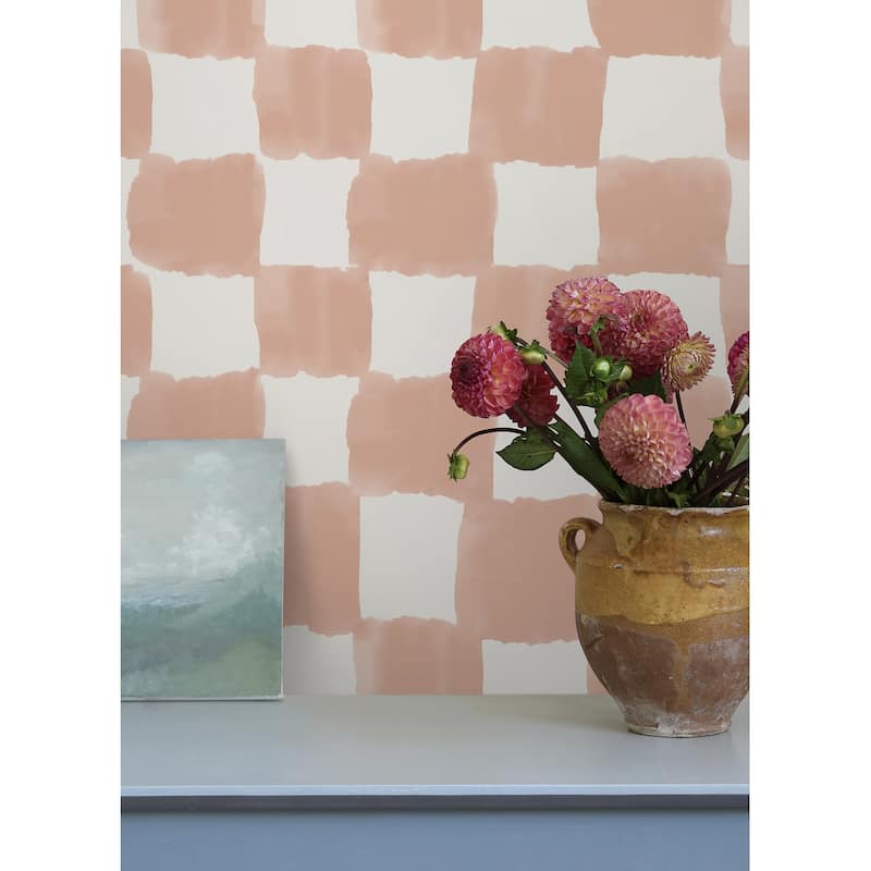 Mr. Kate Tess Watercolor Checker Terracotta Peel and Stick Wallpaper