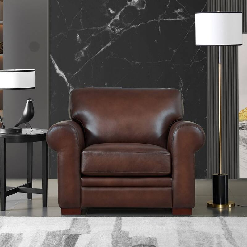 Hydeline Brookfield Top Grain Leather Sofa Set, Sofa and Chair