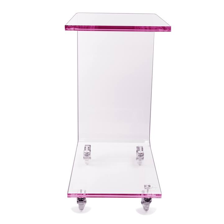 DesignStyles Acrylic C-Table w/Wheels - Purple Trim