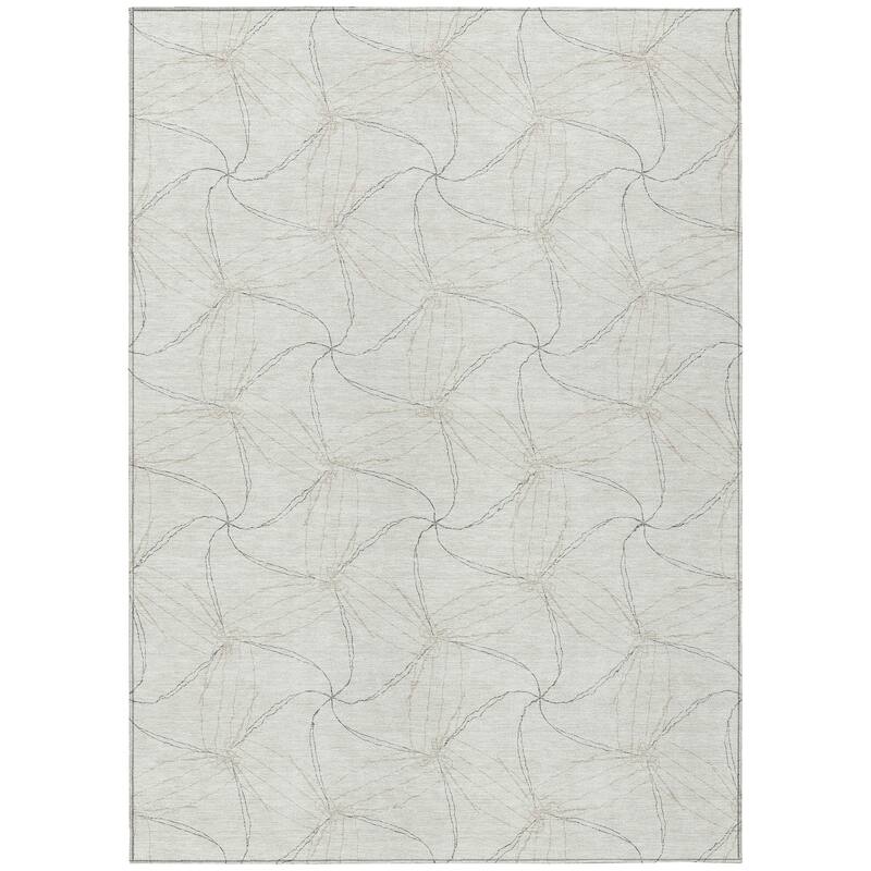 Machine Washable Indoor/ Outdoor Abstract Contemporary Chantille Rug