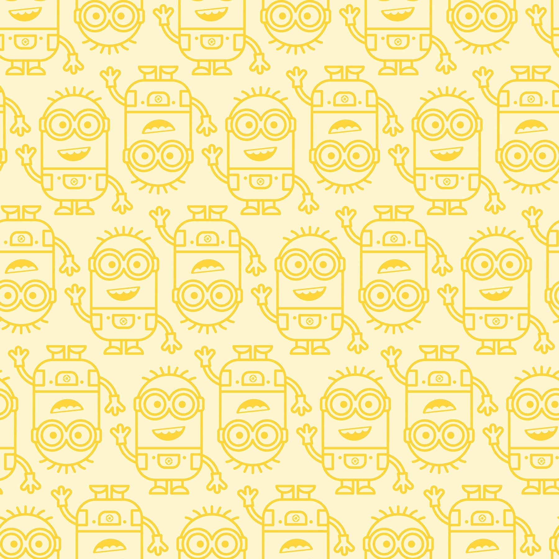Minions Line Art Yellow Peel and Stick Wallpaper by RoomMates