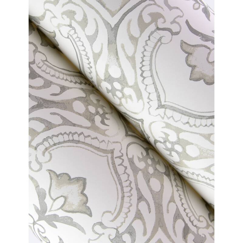 Chesapeake Marjoram Light Grey Floral Tile Wallpaper