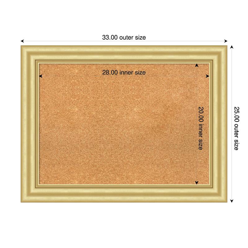 Sophia Gold Framed Cork Board - Bulletin Board, Organization Board, Pin Board - Natural - 33 x 25 in