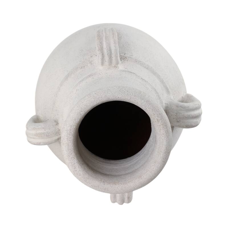 Ceramic Rustic Dual Handles Floor Vase - Ivory, 39"
