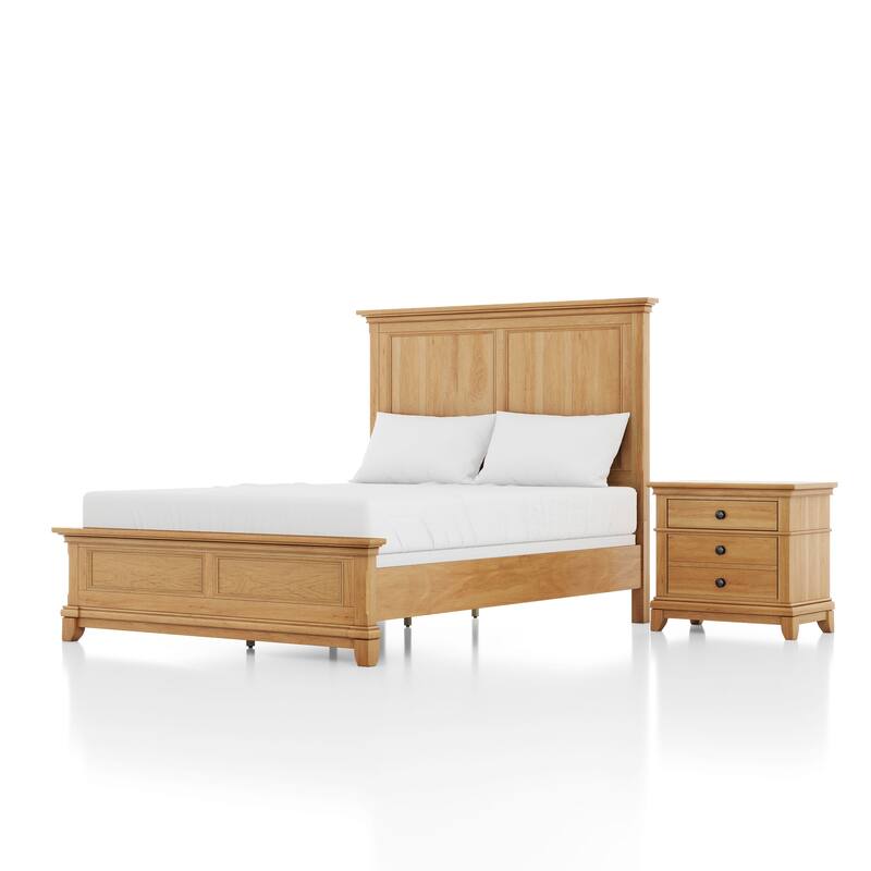Furniture of America Wellington Farmhouse Natural Oak 2-Piece Wood Kids Bedroom Set