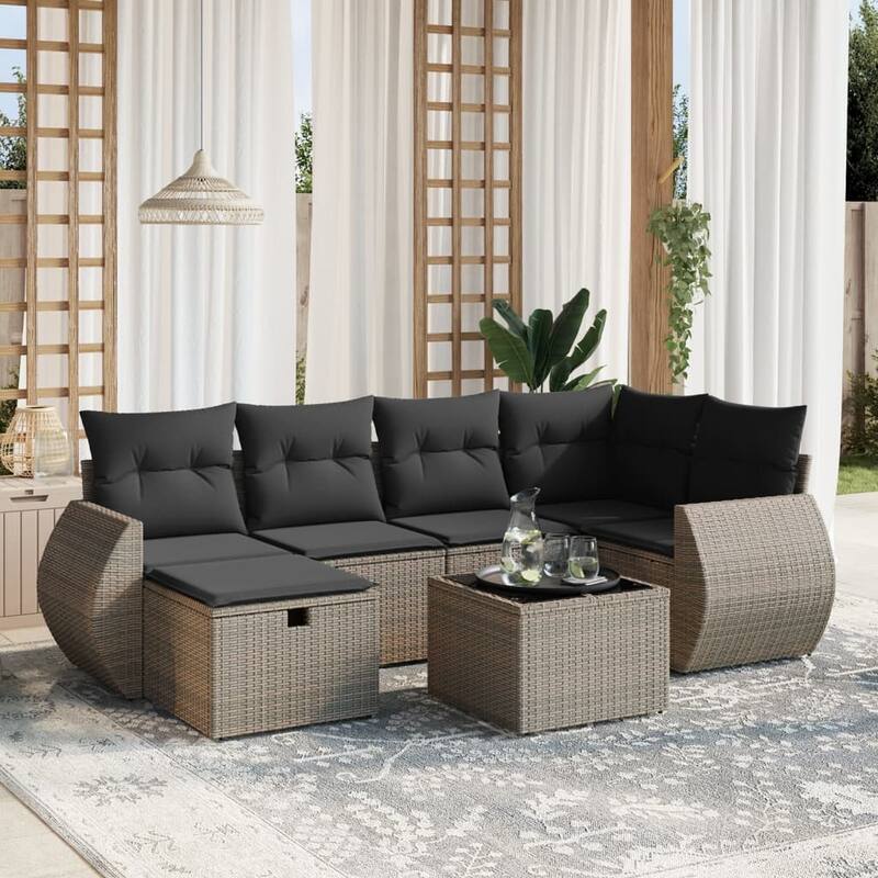 vidaXL Garden Sofa Set - Grey Large 52 x 95.3 x 33.5