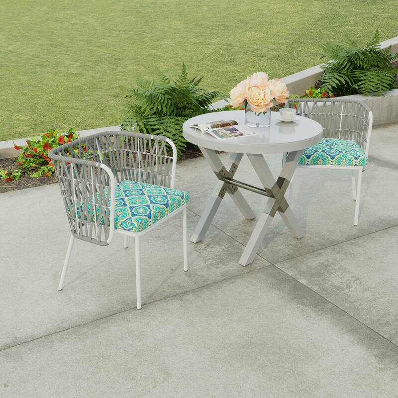 19" x 17" Outdoor Seat Cushion with Ties - Set of 2 - 19" W x 17" L x 2" H