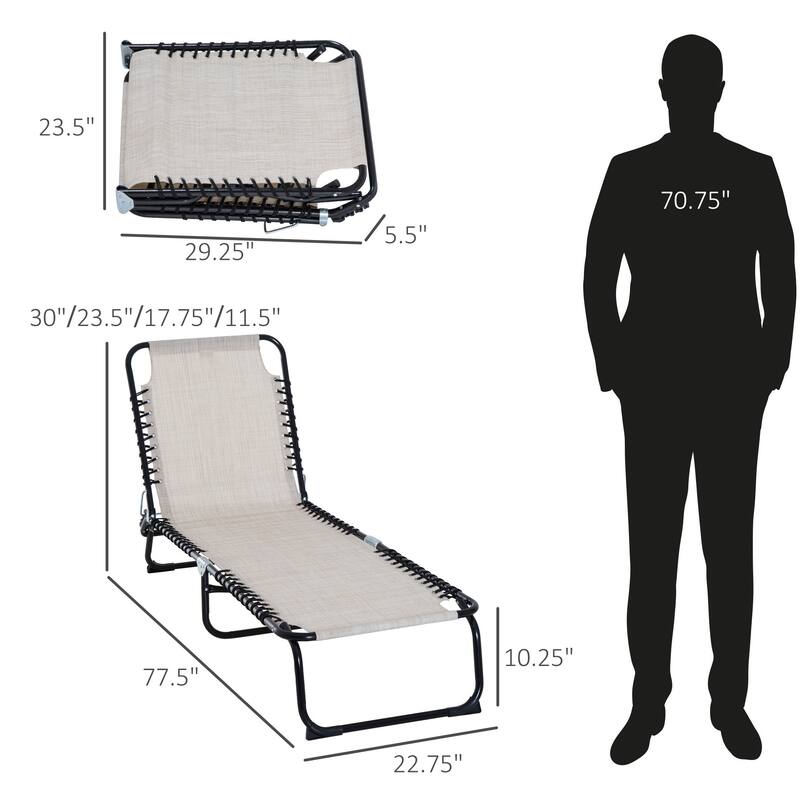Steel Framed Terrace Sunbathing Folding Lounger