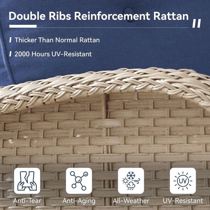 Gymojoy Outdoor Wicker Loveseat with Coffee Table and Outdoor Cushions