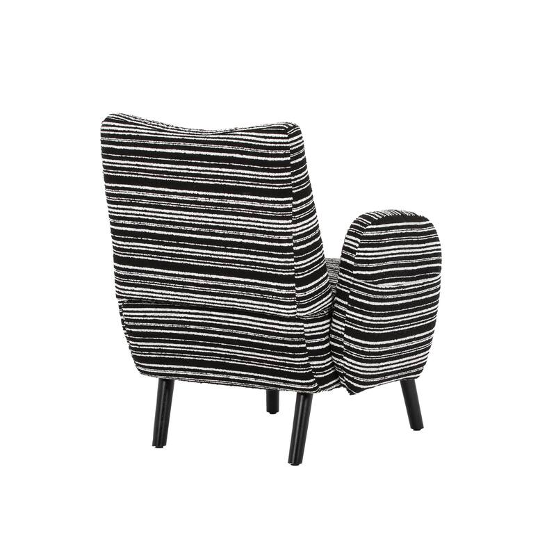 Boucle Upholstered Lounge Armchair, Reading Chair with Side Storage Pocket, Single Sofa Chair with Solid Wood Legs