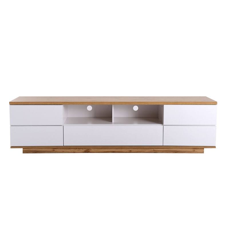 Modern 80-Inch TV Stand, Media Console with Easy-Access Storage & Rebound Doors