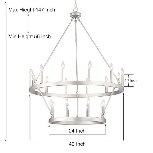 dimension image slide 4 of 11, Acroma 20-light 40In Farmhouse Wagon Wheel Chandelier