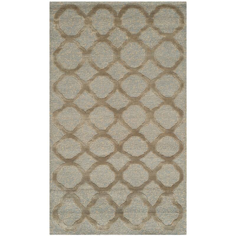 Martha Stewart by SAFAVIEH Quatrefoil Silk/ Wool Rug - 5'6" x 8'6" - Blue/Maize