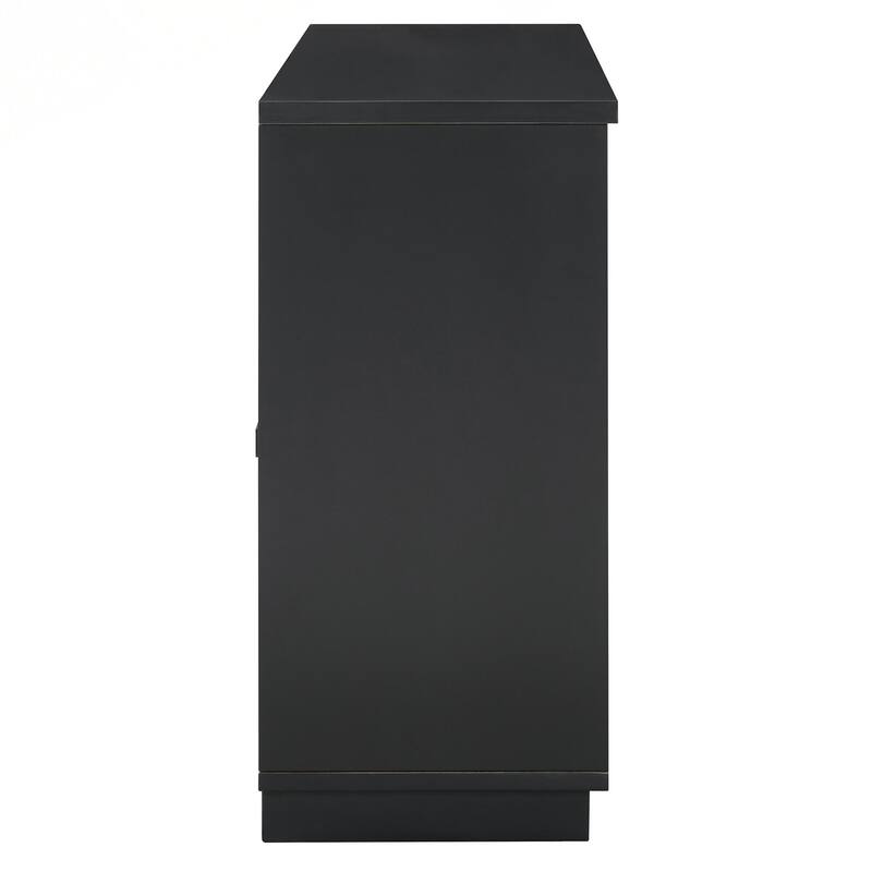 4-Door Large Storage Buffet Cabinet with Glass Doors, Arched Cabinet with Adjustable Shelves for Kitchen, Dining Room
