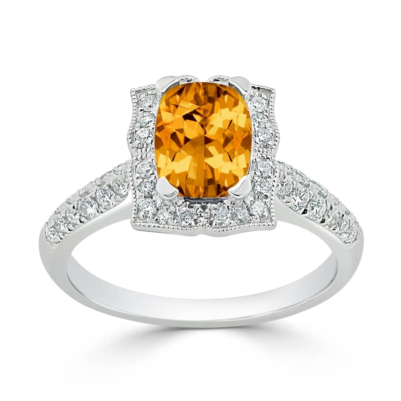 Auriya 1 3/8ct Fancy Cushion-cut Citrine Halo Diamond Engagement Ring 1/3ctw 14k Gold