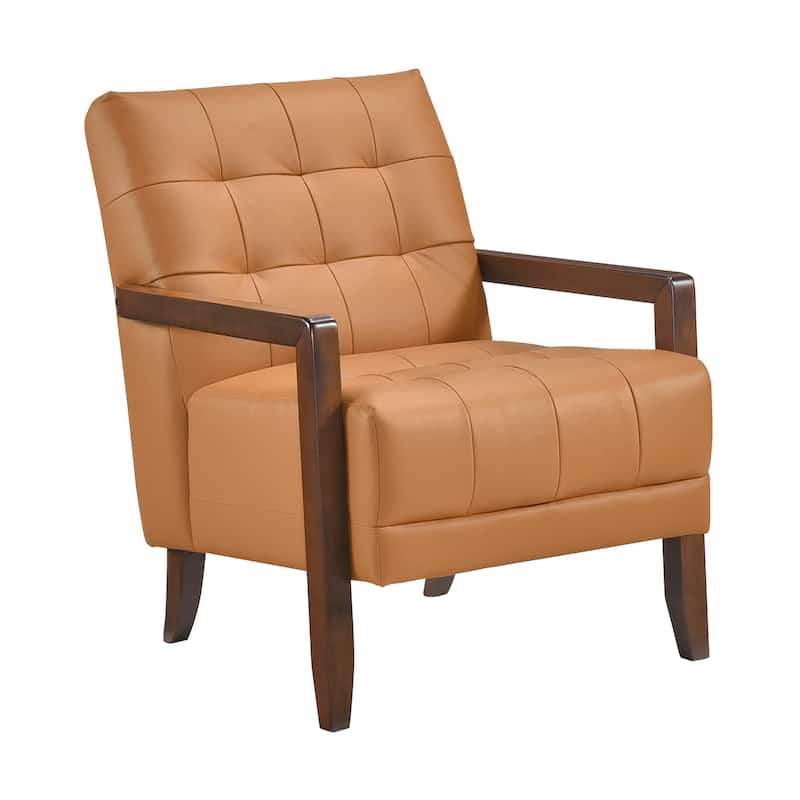 Leland Leather Match Accent Chair - Orange