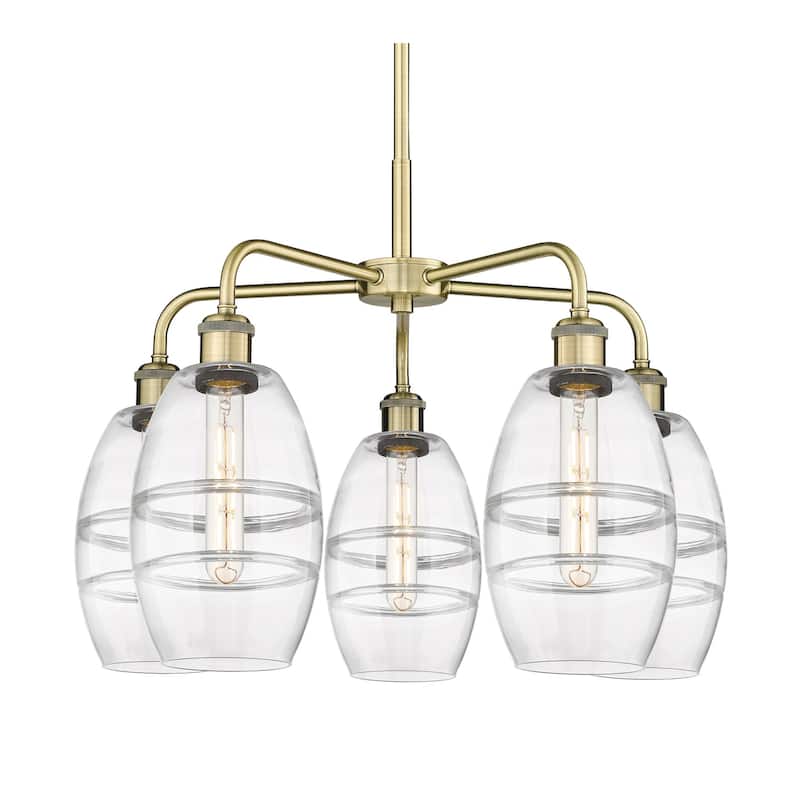 Innovations Lighting 516-5CR-14-24 Vaz Chandelier Vaz 5 Light 24" Wide - Antique Brass / Clear
