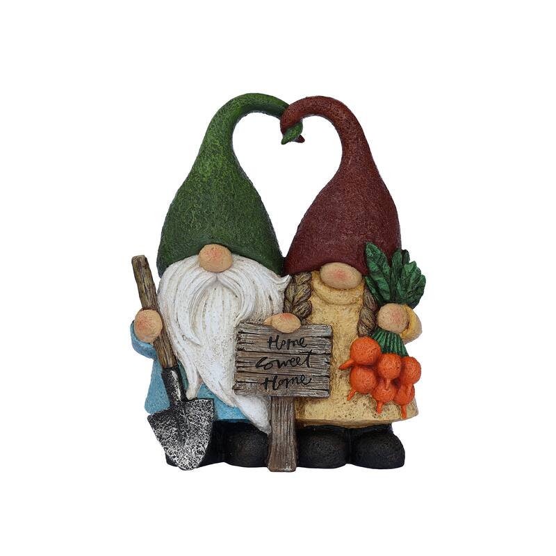 Couple Gnomes with Sign Outdoor Garden Statue - 12.5"