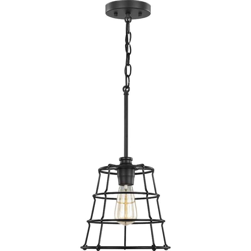 Chambers Collection One-Light Matte Black Farmhouse Pendant Light - 12.675" x 12.090" x 12.090"
