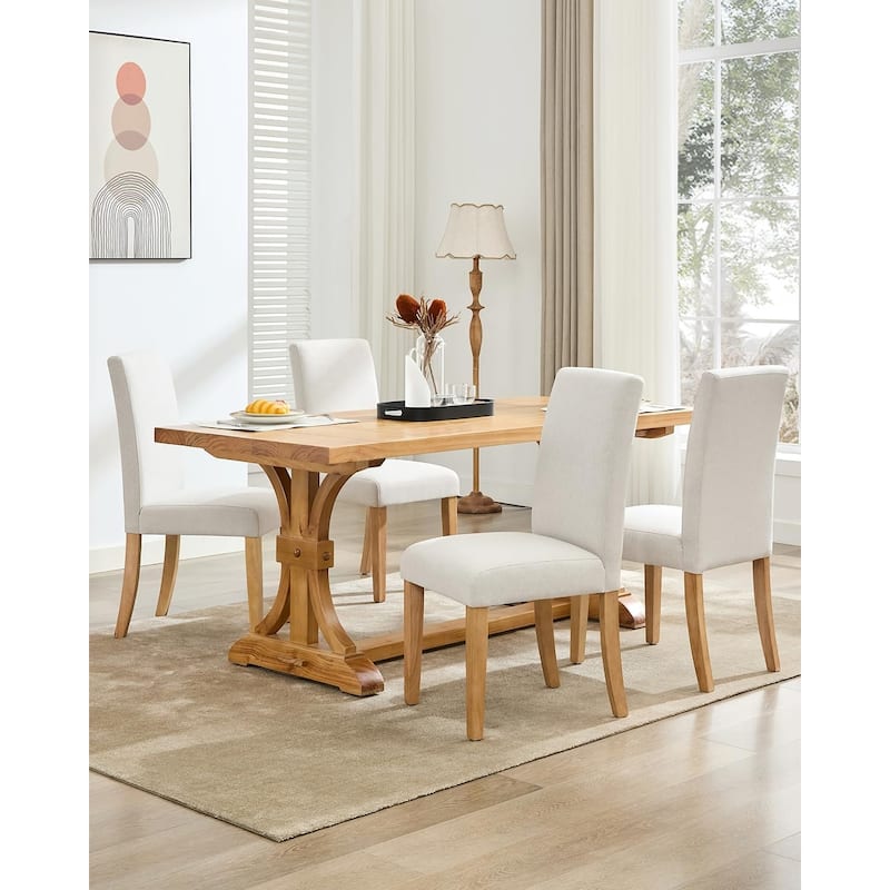 Modern Fabric Dining Chairs Set of 2 – Upholstered Curved Backrest, Wood Legs & 265lb Capacity, for Kitchen/Dining Room