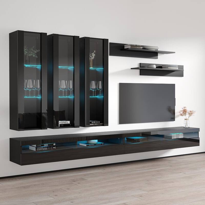 Fly E3 35TV Wall Mounted Floating Modern Entertainment Center