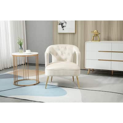 Velvet Upholstered Tufted Livng Room Leisure Chair With Golden feet