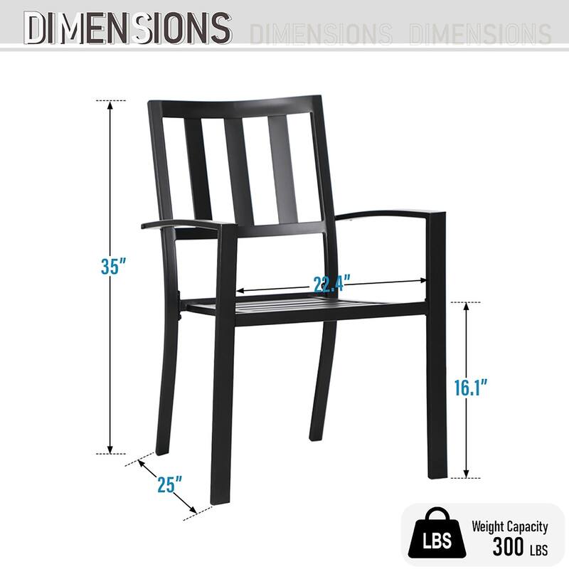 MAISON ARTS 7/9-Pieces Patio Dining Set with Metal Rectangle Expandable Table and Metal Stackable Chairs