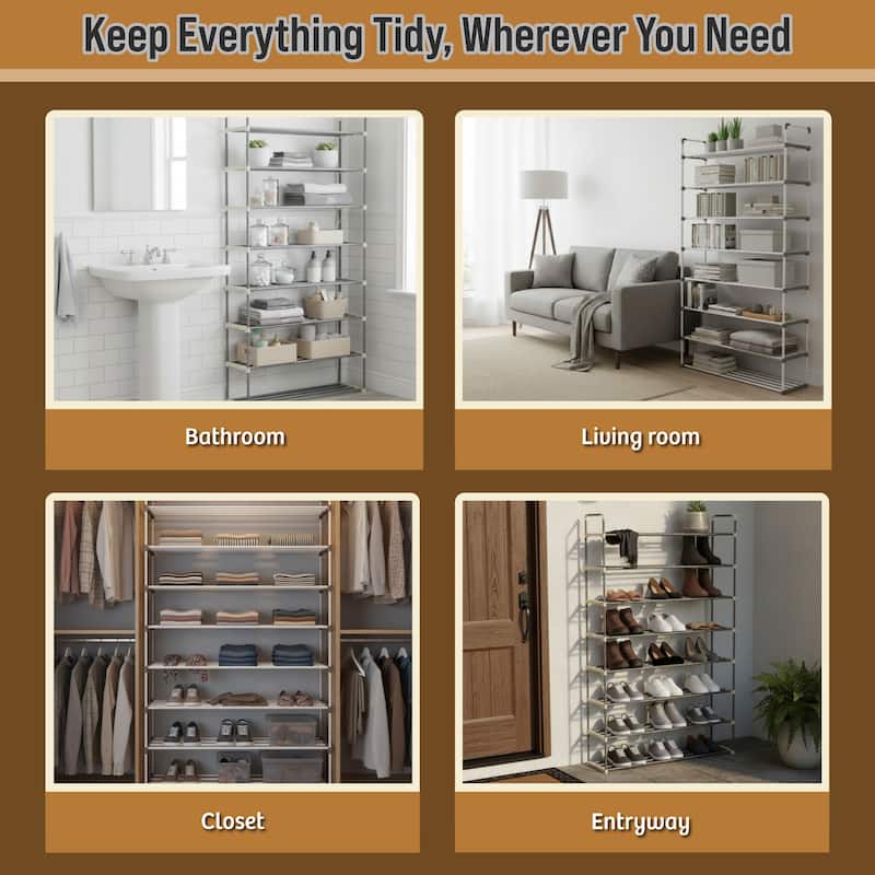 Shoe Rack - Shoe Organizer for Closet, Bathroom, Entryway by Home-Complete (White)