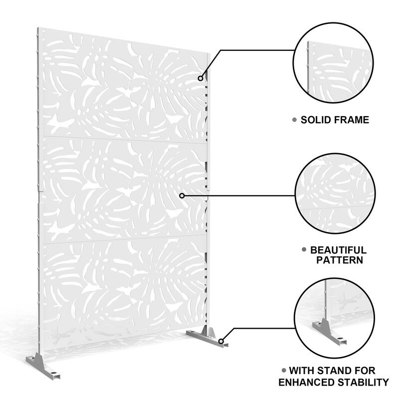 75'' x 47'' Privacy Metal Screen Fence Panel Leaf Blade Pattern