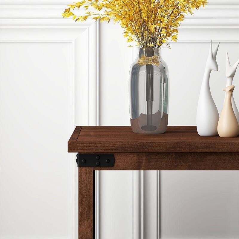 Bridgevine Home Farmhouse 24 inch Side Table, No Assembly Required, Aged Whiskey Finish